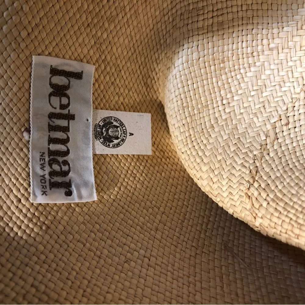Vintage Betmar New York Feather Straw Hat Sun Shade Church